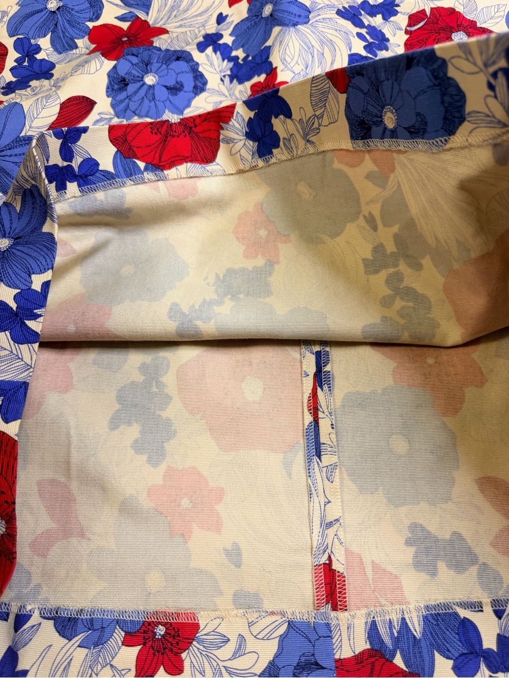 Talbots Red & Blue Floral Mini Skirt on Cream Back Zip Size 16 SKU A13 - Picture 5 of 7